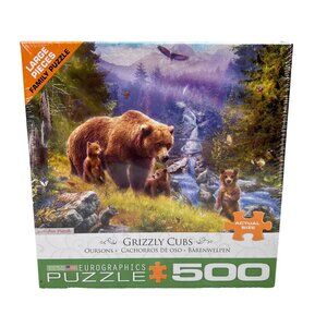 Eurographics Puzzle Grizzly Cubs 500 Large Pieces Bears Wilderness Mountains NIB